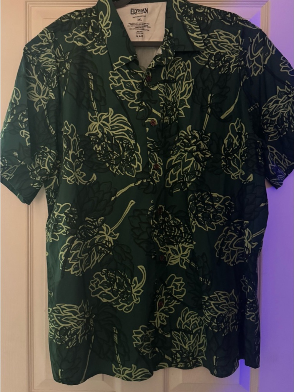 Elysian Men's Green Floral Short-Sleeve Shirt - Picture 6 of 7